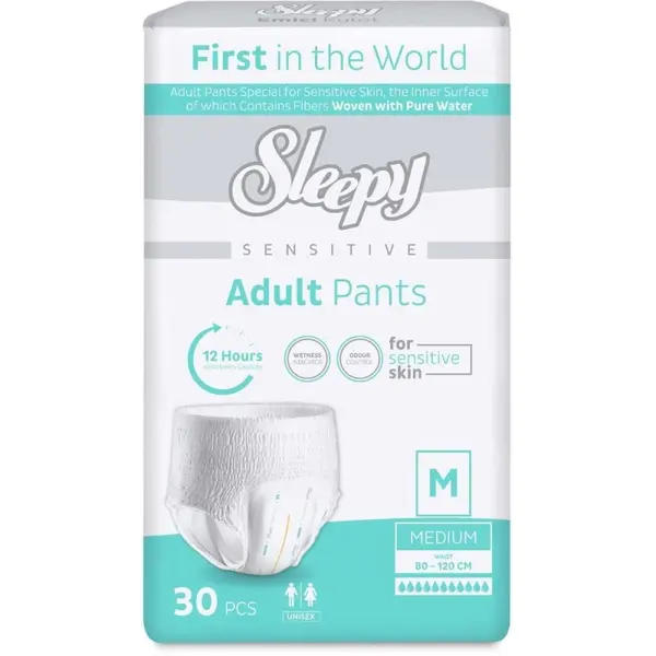 Scutece tip Chilot Adulti Sleepy Sensitive, M, 80 -120 cm, 30 Bucati