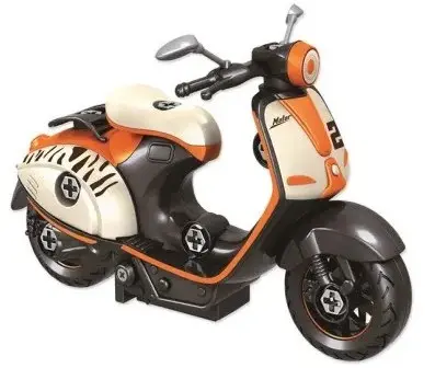 Scuter de asamblat RS Toys - Vespa, alb/portocaliu