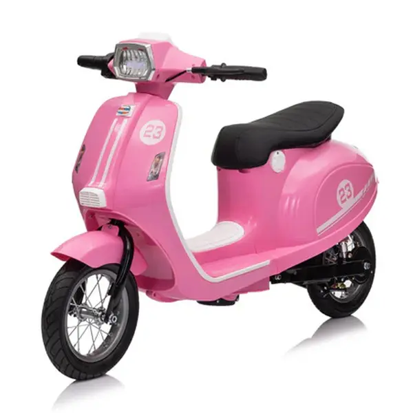 Scuter electric pentru copii, Kinderauto Retro, 350W, 24V 10Ah, roti gonflabile, music player, cadru robust, roz