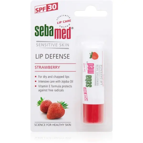 Sebamed Sensitive Skin Lip Defense balsam protector de buze SPF 30 Strawberry 4.7 g