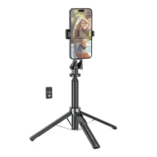 Selfie Stick Bluetooth HOCO K21, Universal, Inaltime maxima 1.37m, Negru