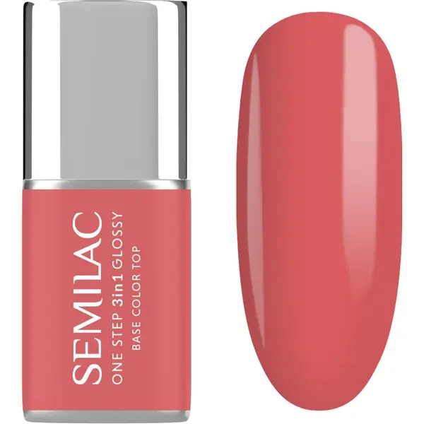 Semilac One Step 3in1 Glossy lac de unghii sub forma de gel culoare 690 Coral Pink 7 ml