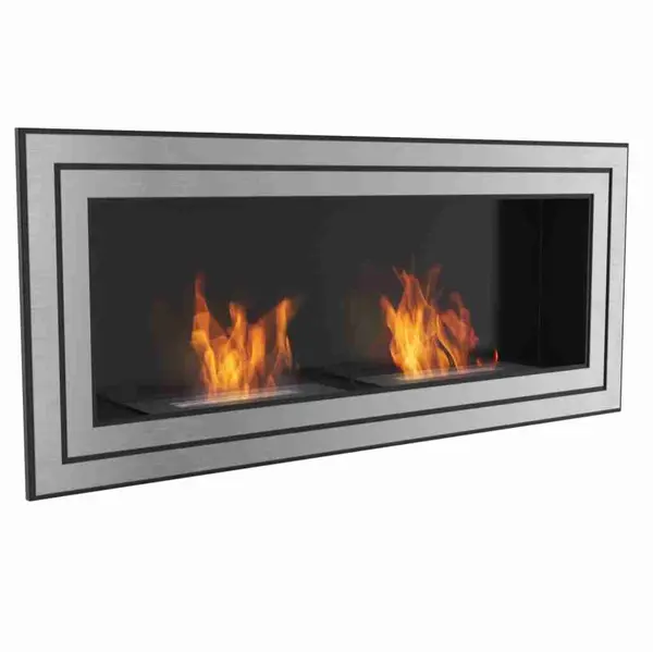 Semineu decorativ bio incastrabil in perete cu doua arzatoare de bioetanol flacara reala fara fum Juliet 150x65cm