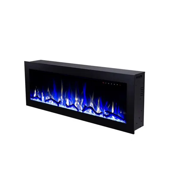 Semineu electric de perete/incorporabil Racy 60, 30 de combinatii ale culorii flacarilor, Termostat, Cristale si busteni