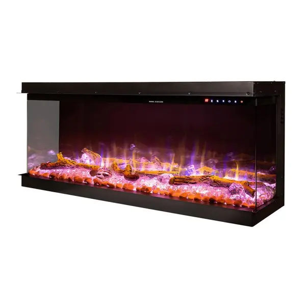 Semineu electric incorporabil Haiti 60, Art Flame, 1500W, 300 de combinatii ale culorii flacarilor, Efect 3D, Cristale si busteni si pietre