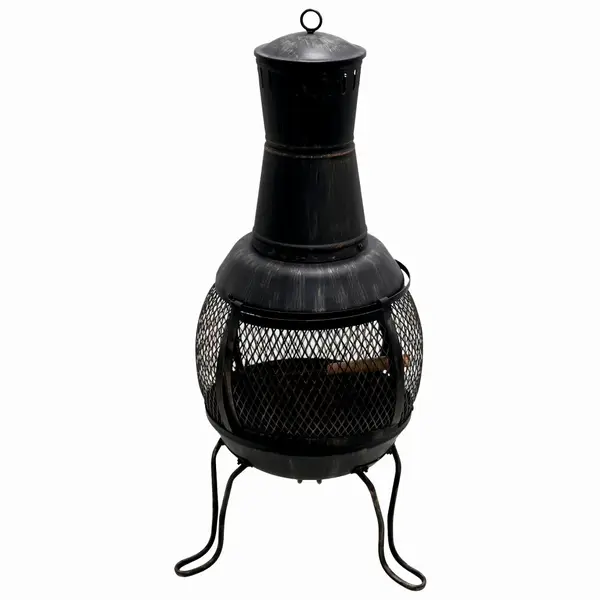Semineu pentru terasa KLUGMEISTER KY1822M, material otel, capac superior, gratar interior, dimensiuni 43x43x91 cm