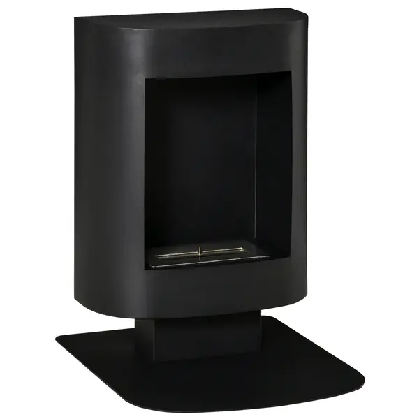 Semineu portabil HOMCOM, fara aerisire, cu arzatoare cu bioetanol de 0.9L/3 ore, incalzitoare cu baza din otel 2000W pentru interior/exterior, Negru