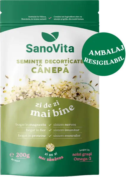 Seminte de canepa decorticate, 200g, SanoVita