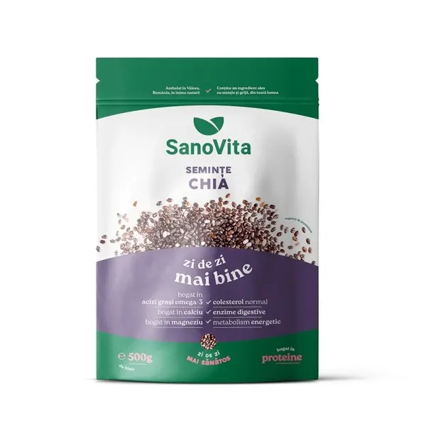 Seminte de Chia, Sanovita Zipper, 500 g