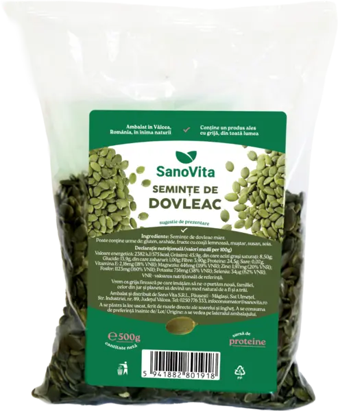 Seminte de dovleac, 500g, SanoVita