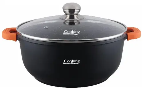 Semioala aluminiu turnat Heinner HR-SCO-A0336A, 13.5 L, 36 x 16 cm (Negru)