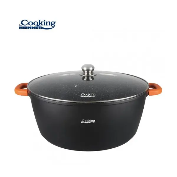 Semioala cu capac Dark Line Cooking By Heinner, Aluminiu, 44 x 19 cm, 23 L