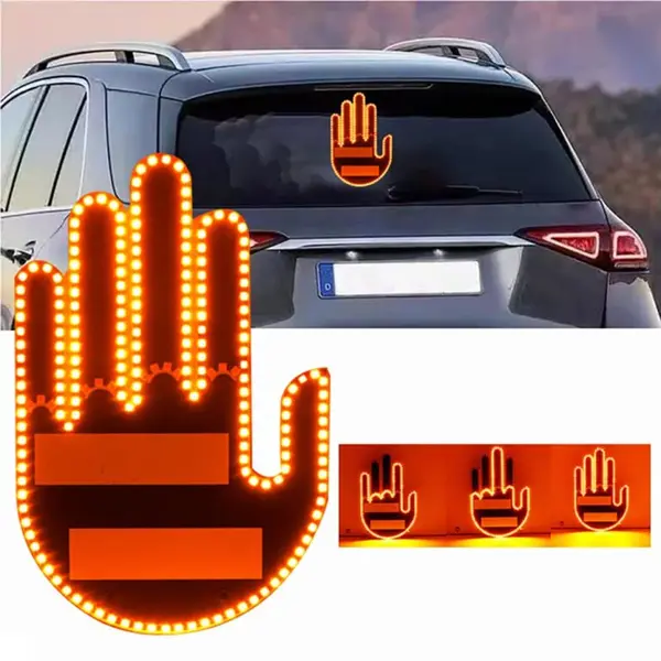 Semn LED Auto cu Telecomanda, Design Mana, 4 Moduri