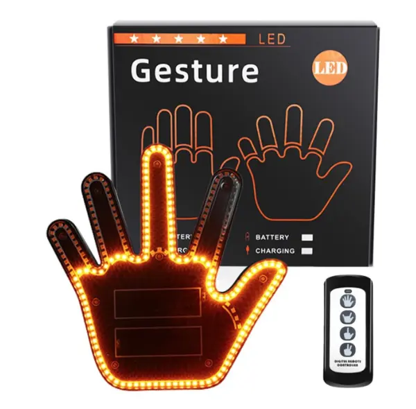 Semn LED auto cu telecomanda design mana 4 moduri efect vizual stralucitor