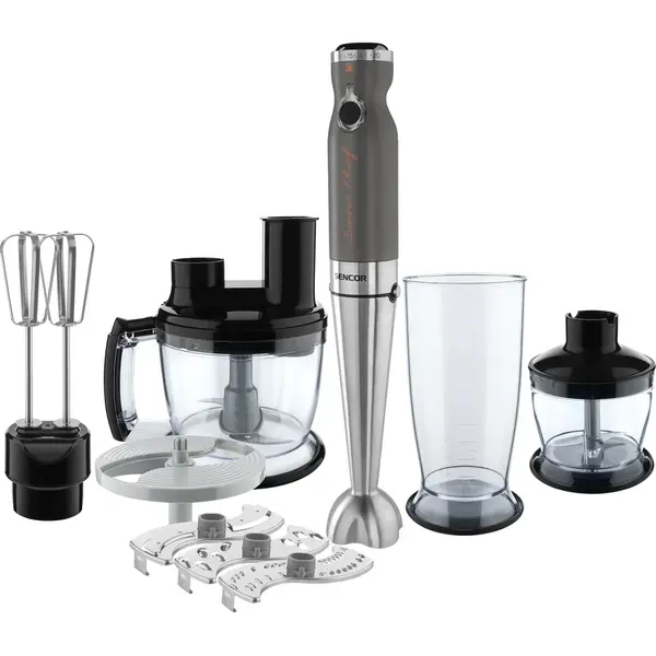 Sencor Mixer vertical Sencor SHB 5501CH, 1000 W, 9 in 1, 20 viteze, 5 accesorii, Titan