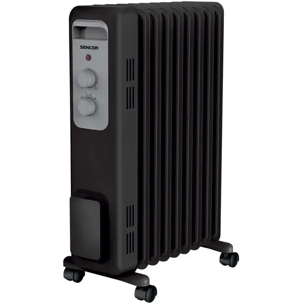 Sencor Radiator electric cu ulei Sencor SOH 3309BK, 9 elementi, 2000W, protectie supraincalzire, functie anti inghet, Negru