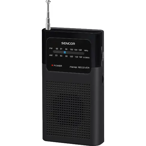 Sencor SENCOR Radio Sencor SRD 1100B, Negru Putere 0,3 W RMS Radio FM / AM Sursa Alimentare: Baterii 2 x 1,5 V AAA