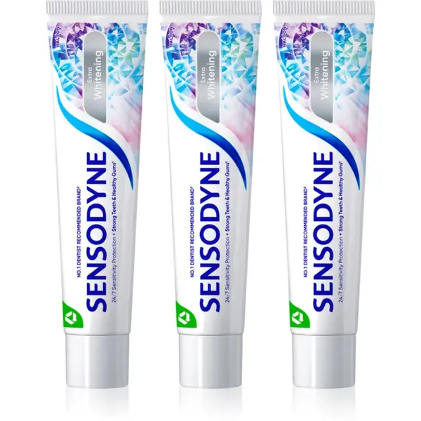 Sensodyne Extra Whitening pasta de dinti albitoare cu Fluor pentru dinti sensibili 3x75 ml