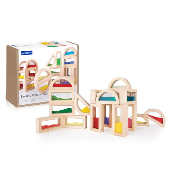Sensory Rainbow Blocks, set complex cu 18 piese, Guidecraft multicolor