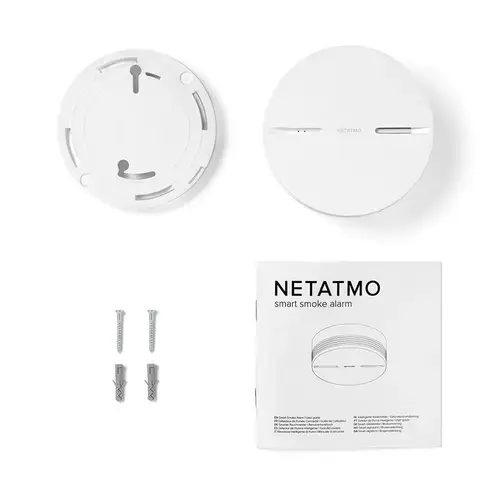Senzor de fum Netatmo, Wireless, Volum 85 dB, Notificari aplicatie, Functionare fara Hub (Alb)