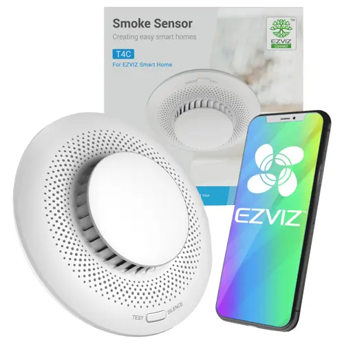 Senzor de fum Smart Home EZVIZ cu ZigBee și detecție fotoelectrică duală, 85 dB, CS-T4C