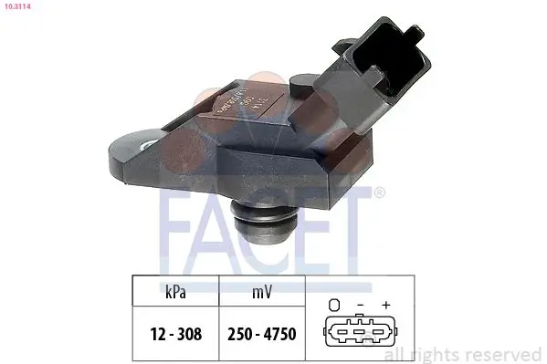 senzor presiune aer FACET Made in Italy - OE Equivalent 10.3114