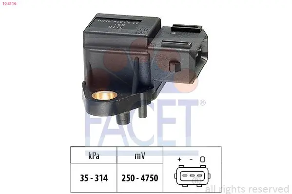 senzor presiune aer FACET Made in Italy - OE Equivalent 10.3116