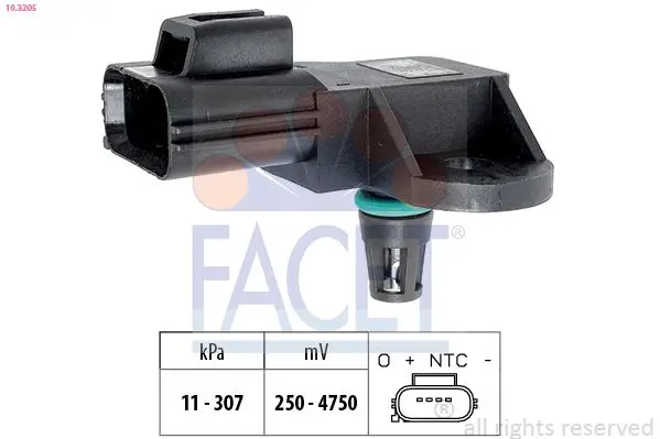 Senzor, presiune galerie admisie FACET Made in Italy - OE Equivalent 10.3205