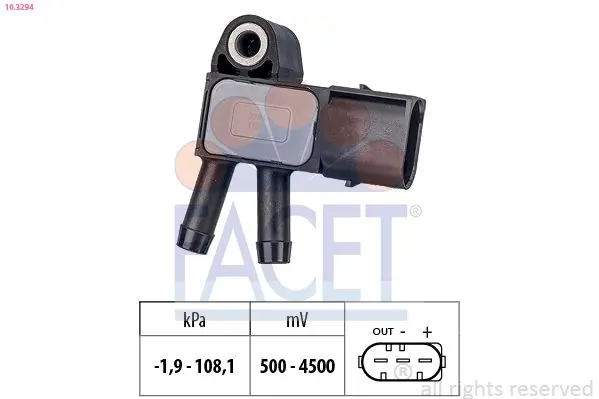 Senzor, presiune gaze evacuare FACET Made in Italy - OE Equivalent 10.3294