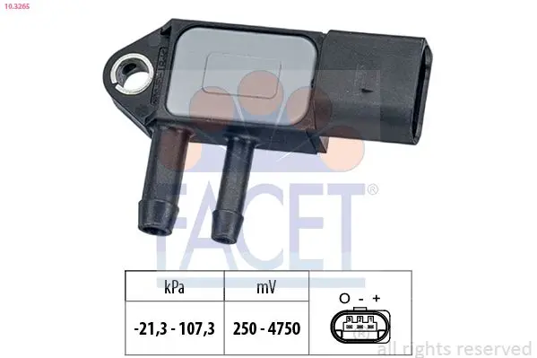 Senzor, presiune gaze evacuare FACET Made in Italy - OE Equivalent 10.3265