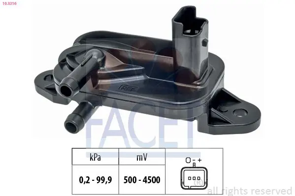 Senzor, presiune gaze evacuare FACET Made in Italy - OE Equivalent 10.3316