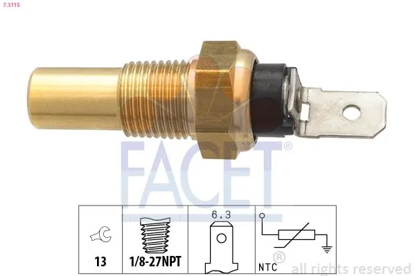senzor,temperatura lichid de racire FACET Made in Italy - OE Equivalent 7.3115