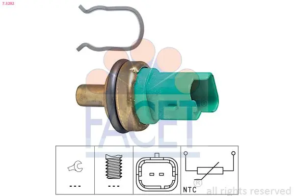 senzor,temperatura lichid de racire FACET Made in Italy - OE Equivalent 7.3292