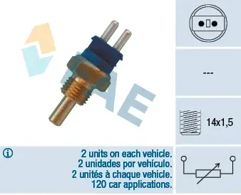 Senzor temperatura lichid racire (numar pini: 2, albastru) potrivit MERCEDES C T-MODEL (S202), C (W202), CLK (A208), CLK (C208), E (A124), E (C124), E T-MODEL (S124) 1.8-6.0 03.93-03.03