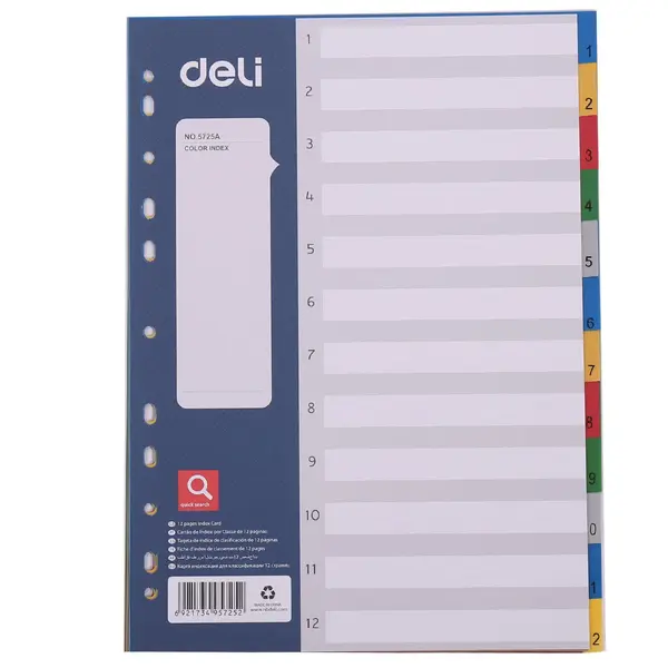 Separatoare index plastic 1-12 color Deli Separatoare index plastic 1-12 color Deli