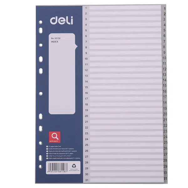Separatoare index plastic 1-31 Deli Separatoare index plastic 1-31 Deli