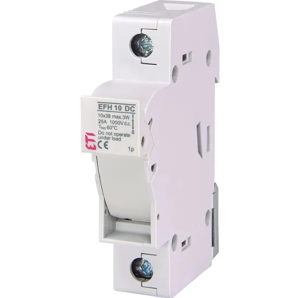 Separator cu fuzibil 10x38 1P EFH 10 DC ETI 2540201 1000V DC max 25A pentru fotovoltaice Eti 2540201, fara siguranta inclusa