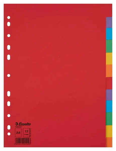 Separator din carton Esselte A4 1-12 diviziuni color Separator din carton Esselte A4 1-12 diviziuni color
