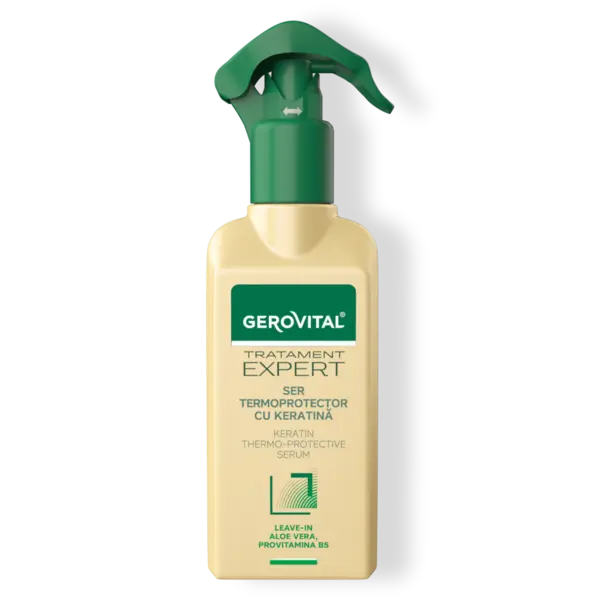 Ser Cu Keratină Pentru Protecția Termică A Firul De Păr Pnă La 200 Grade, Gerovital Tratament Expert, 150 Ml