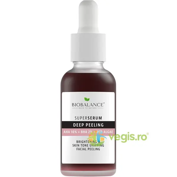 Ser Exfoliere Profunda pentru Iluminarea si Uniformizarea Pielii cu AHA 10% + BHA 2% + Extract de Alge Rosii Super Serum 30ml