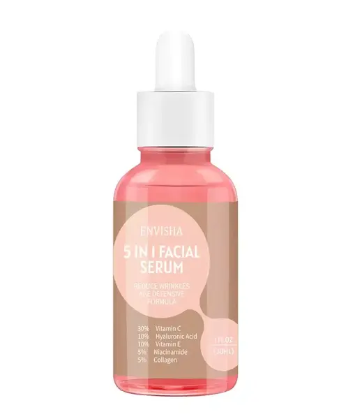 Ser Facial 5 în 1 Professional, Strălucire și Fermitate cu Vitaminele C și E, HA, Colagen și Niacinamidă, Verilaria, 30ml
