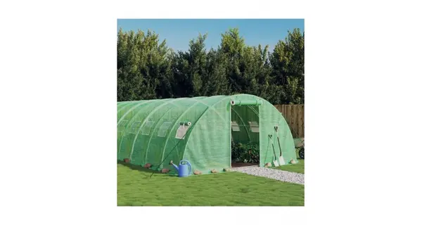 Sera cu cadru din otel, verde, 96 m², 24x4x2 m