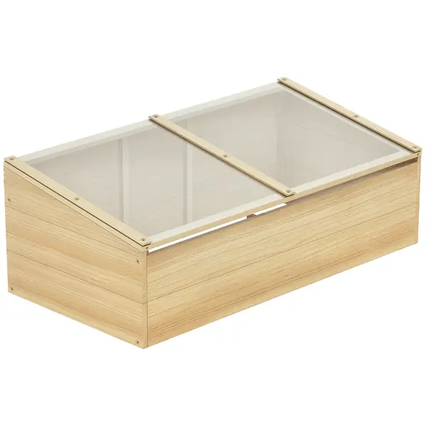 Seră de lemn Outsunny Frigider Seră Frigider Sistem de grădinărit și grădinărit pentru balcon, 100 x 50 x 35 cm, Natural, Molid, placă PC | Aosom Romania