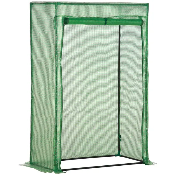 Sera Outsunny cu ușă, seră de iarnă din oțel, seră pentru balcon, grădină, seră de roșii 100x50x150cm, seră de roșii pentru roșii, legume, flori, plante, verde | Aosom Romania