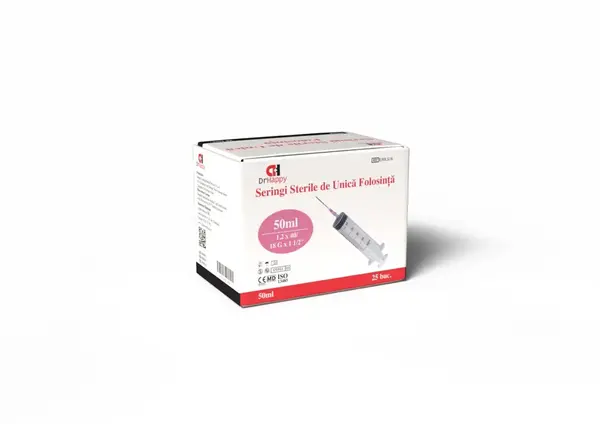 Seringa cu ac 50 ml - 18G x 1 1/2'' (1.2 x 40 mm) 1 bucata, Dr. Happy