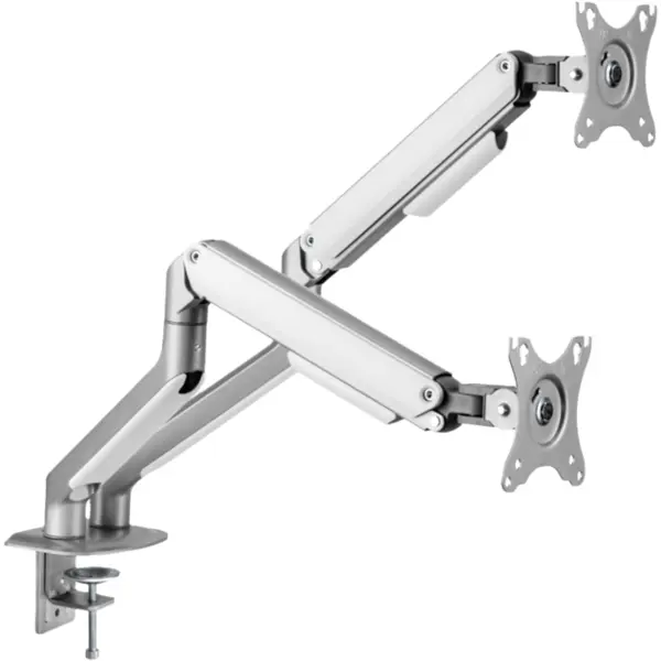 Serioux Suport monitoare pentru birou Serioux MM63-C024, Pentru 2 monitoare, compatibilitate dimensiune ecran 17-32, Greutate maxima suportata: 2~9kg per monitor, VESA: 75x75, 100x100, Management cabluri, Argintiu