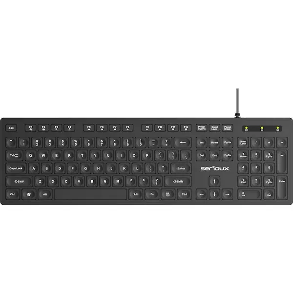 Serioux Tastatura cu fir SERIOUX SRXK-SKB704WD, interfata USB, 104 taste, material ABS, US Layout, Negru