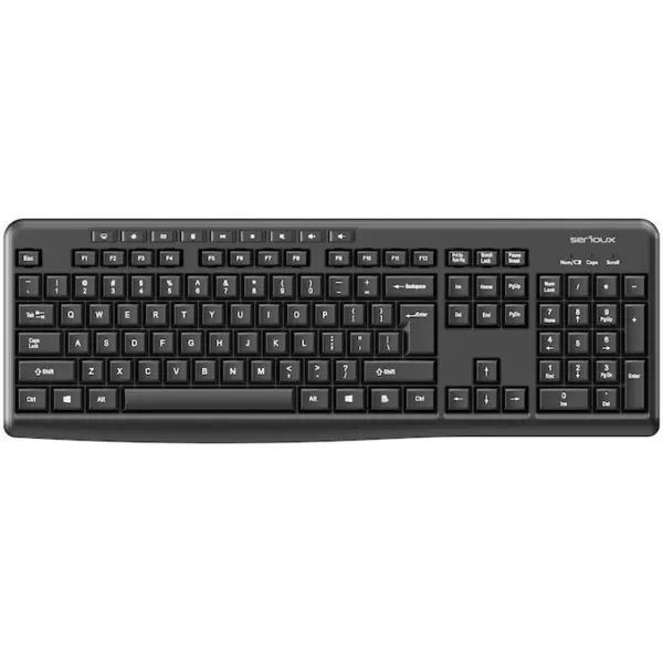 Serioux Tastatura wireless Seriou SRXK-SKB706W, 104 taste + 9 taste rapide, ABS, switch Huntersun, USB, Negru