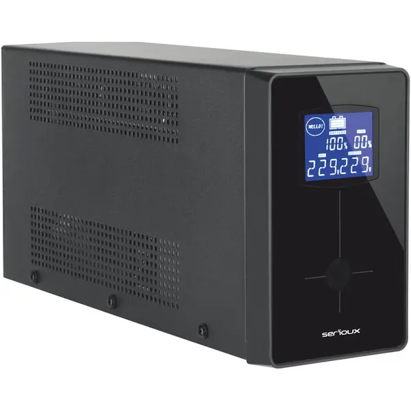 Serioux UPS Serioux LCD2000LI, Line Interactive, 2000VA/1200W, ecran LCD, 4 Prize Schuko, USB/RJ45, Regulator automat de tensiune, Management, Repornire Automata