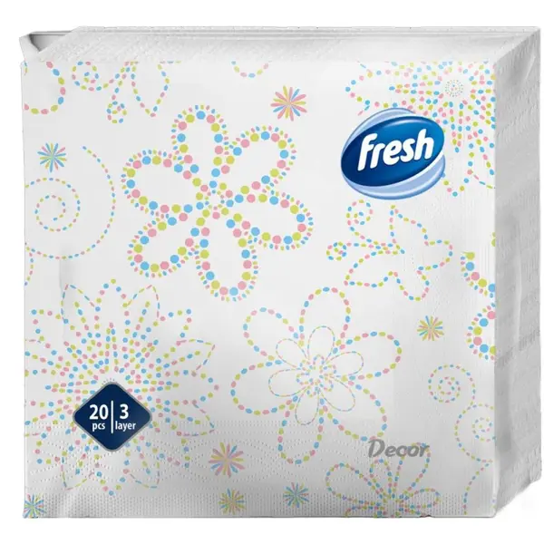 Servetele de Masa Fresh Deluxe Flowers, 33 x 33 cm, 3 Straturi, 20 Bucati